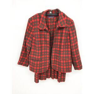 Maggie McNaughton Red Tartan Plaid Coat Jacket Skirt Set Full Zip Size 20W
